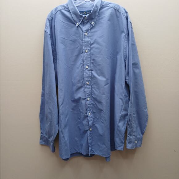 Ralph Lauren Long Sleeve Pony Logo Button Down Shirt Casual Blue Size 2XB - Picture 1 of 7